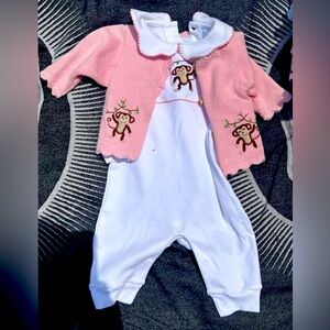 Little English Baby Girl Monkey Outfit